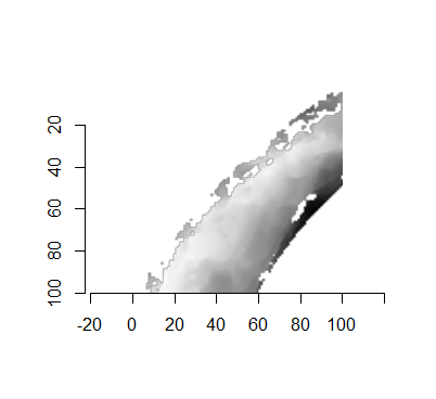 (Left) A cell from image 1. (Right) A region from image 2 centered in the same location as the image 1 cell, yet quadruple the area.